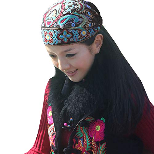 Lustige Mützen Frauen Ethnische Vintage Chinesische Art Stickerei Blumen Bandanas Turban Print Hut Cap Rot Kinder von Generic