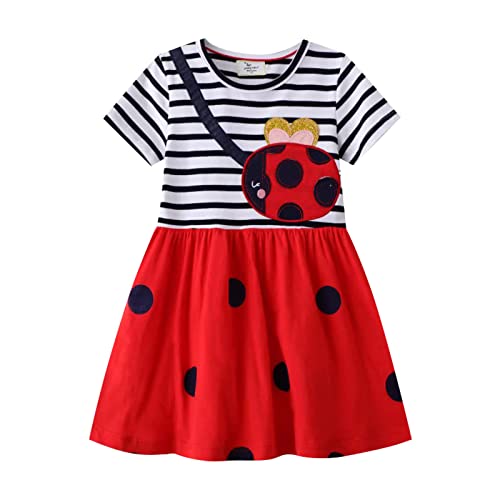 Mädchen Kleider Sweet Prinzessin Kleid Mädchen Kleid Sommer Casual Kleinkind Mädchen Kleid Baumwolle Rundhals Kurzarm Kleid Niedlichen Cartoon Druck Partykleid Festlich Hochzeit Blumenmädchenkleider von Generic