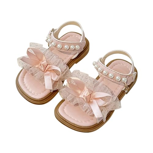 Mädchen Sandalen Sommer Für Kinder Tragen Strand Schuhe Perle Weiche Sohle Fahrrad Sandalen Damen (Pink, 25 Toddler) von Generic