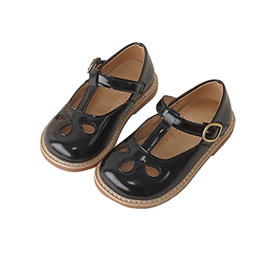 Mädchens Sandalen Mädchen Kleine Lederschuhe Hohle Atmungsaktive Prinzessin Schuhe Abendschuhe Kleines Kind Große Kinder Hausschuhe Rutschfest Kinder (Black, 32 Big Kids) von Generic