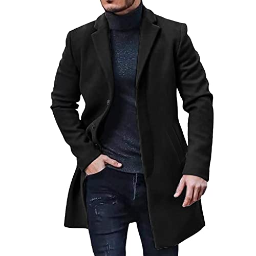 Mantel Herren Wintermantel Wolle Winter Kurzmantel Mittellang Wollmantel mit Stehkragen und Revers Winterjacke für Business Freizeit Mantel Herren Wintermantel Wolle Winter Kurzmantel Mittellang Wollmantel mit Stehkragen und Revers Winterjacke für Business Freizeit von Generic