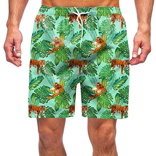 Mens Frühling Sommer Lässige Shorts Hosen Bedruckte Sport Strandhose mit Taschen Badehose Herren 58 (Green, XXL) von Generic