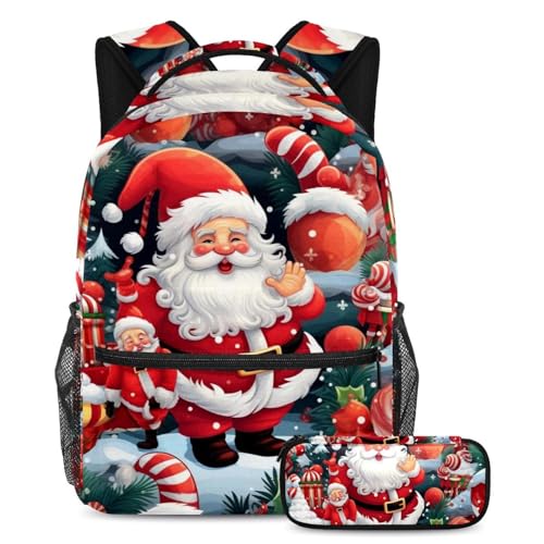 Merry Christmas Get Set for Success, 2-teiliges Schulranzen-Set Rucksack für Jungen, Mädchen, Teenager, die unverzichtbare Reisetasche für Schüler, Mehrfarbig Nr. 06, B：29.4x20x40cm P：19x7.5x3.8cm, von Generic