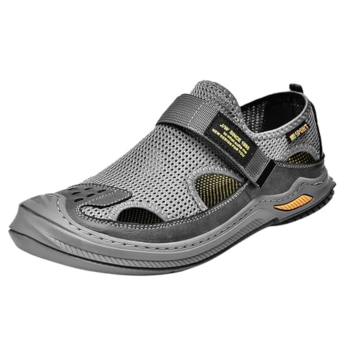 Mesh-Schuhe für Herren, rutschfeste Zehenpartie, atmungsaktives Mesh für den Sommer, bequem und bequem zu tragen Herren Winter Schuhe (Grey, 45) von Generic