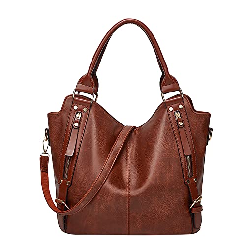 Mode Frauen Einfarbig Reißverschluss HnadBag Handytasche Umhängetasche Umhängetasche Taschen Der Pate (Brown, One Size) von Generic