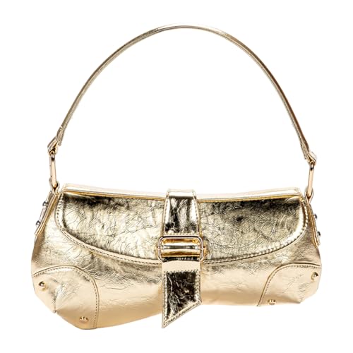 Modische Clutch aus PU-Leder für Damen und Mädchen, trendige Unterarm-Handtasche, Y2K, Clutch, Sattel, Achseltasche, für Pendler, Party, den täglichen Gebrauch, gold, 310.00x30.00x145.00mm Modische Clutch aus PU-Leder für Damen und Mädchen, trendige Unterarm-Handtasche, Y2K, Clutch, Sattel, Achseltasche, für Pendler, Party, den täglichen Gebrauch, gold, 310.00x30.00x145.00mm von Generic