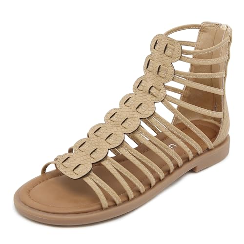 Modische Römische Flache Niedrige Sandalen Für Damesommerschuhe Lässiger Flacher Boden Sandalen,Camel,39 EU von Generic