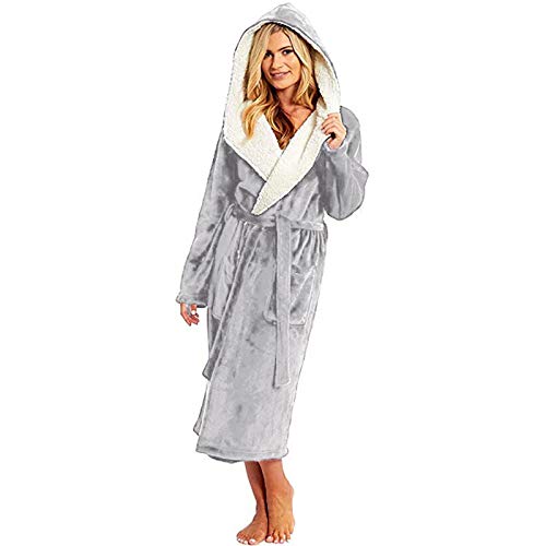 Morgenmantel Damen Baumwolle Flauschig Damen Bademantel Winter Nachtwäsche Saunamantel Lang Frotteemantel Kimono Pyjama Bademantel für Damen Morgenmantel Plüsch Bademantel Flanell Hausmantel von Generic