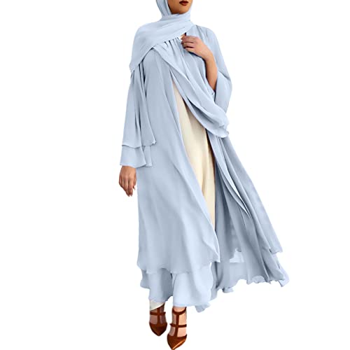 Muslimisches Islamische Gebetskleidung Kleid Frauen Muslimisches Gebet Chiffon Offenes Kleid Abaya Dubai Türkei Islam Kaftan islamischer Ramadan Eid Mubarak Frauen Robe von Generic