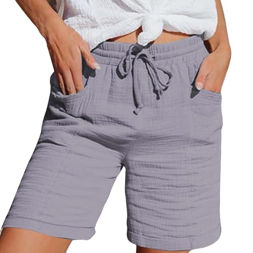 Musselin Hose Damen 2025 Leinen Musselin Shorts Beach Mit Taschen Mode Lässige Stoffhose Freizeit Stretch Gerades Bein Mit Kordelzug Sport Shorts Grey L Musselin Hose Damen 2025 Leinen Musselin Shorts Beach Mit Taschen Mode Lässige Stoffhose Freizeit Stretch Gerades Bein Mit Kordelzug Sport Shorts Grey L von Generic