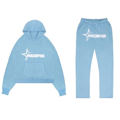 NOFS Herren Trainingsanzug Nofstracksuit Nofs Anzug Buchstaben Lose Hoodies und Jogginghosen Hip Hop Streetwear Unisex Frauen Pullover Lässig Oberteile und Sporthosen 2 Stück Anzug Y2K von Generic