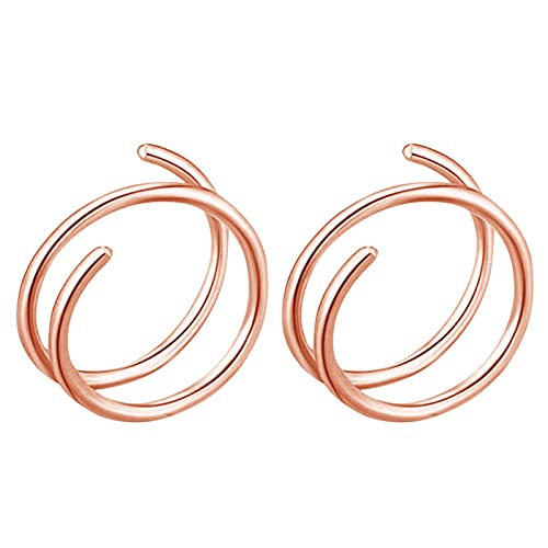 Nasenring für Frauen, Nasenloch, Nasenspirale für Piercing, Doppelpiercing, Nasenring, für Mädchen, Reifen, Nasenschmuck, Nasenring, 8 mm, 20 g Nasenreifen, rose gold, Einheitsgröße von Generic