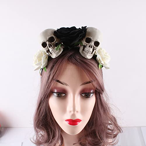 Neu Halloween Stirnband Schädel Halloween Stirnband Simulation Rose Ghost Festival Maskerade Zubehör, Schwarz und Weiß von Generic