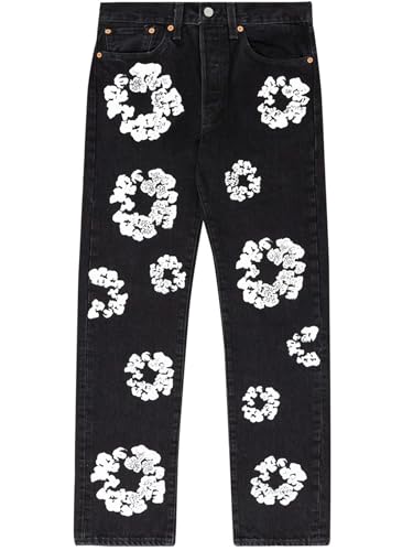 Neue trendige High-Street-Jeansjacke mit Kapok-Muster für Damen und Herren – Schwarz – S von Generic