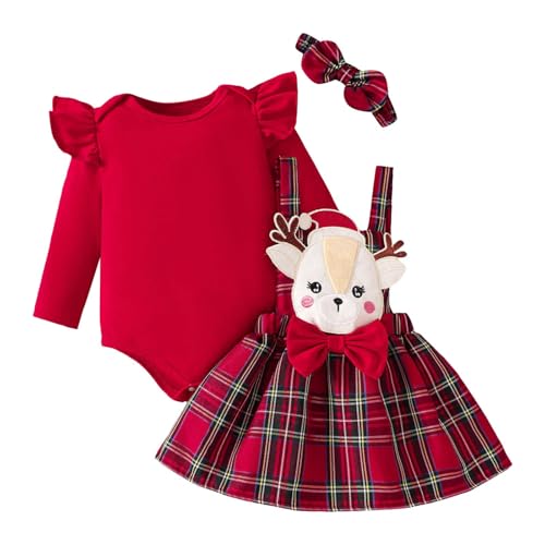 Neugeborene Baby Mädchen Niedlich Bekleidungsset 3PCS Strampler Rock Set Langarm Body Rüsche Schulter Hosenträger Tutu Rock mit Stirnband Neugeborene Baby Mädchen Niedlich Bekleidungsset 3PCS Strampler Rock Set Langarm Body Rüsche Schulter Hosenträger Tutu Rock mit Stirnband von Generic