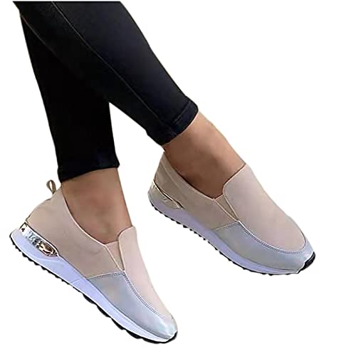 Outdoor Schuhe Herren Sommer Damen-Laufsneaker, modische Pumps, Canvas, solide Mesh-Sportschuhe, atmungsaktiv, runde Low-Top-Schuhe, Summer Journey Beige 41 von Generic