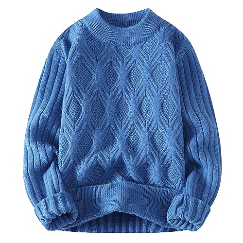 Oversize Pullover Herren Herbst, Strickjacke Herren Langarm,Pulli Herren Strick Lässig Trendiges Langarmshirt Warm Einfarbig Oberteile Einfach Top Rundhals Sweatshirt Winter für Männer von Generic