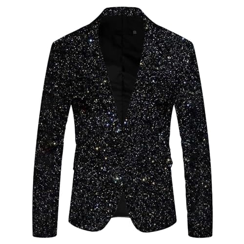 Pailletten Sakko Herren Glitzer Glänzende Slim Fit Lässige Modern Blazer EIN-Knopf Männer Frühling Herbst Suit Jacket Freizeit Anzugjacke für Hochzeit Business Pailletten Sakko Herren Glitzer Glänzende Slim Fit Lässige Modern Blazer EIN-Knopf Männer Frühling Herbst Suit Jacket Freizeit Anzugjacke für Hochzeit Business von Generic