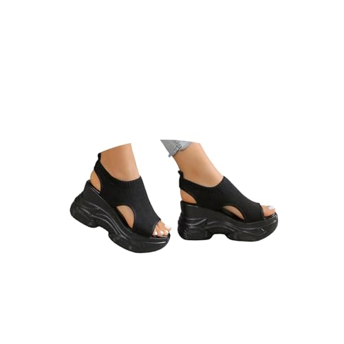 Plateau Sandalen Damen Sommer Bequem Breite Füße Orthopädische Schuhe Leichte Sommerschuhe Sport Sandalen mit Weiche Fussbett Outdoor Wassersandalen Casual Waschbare Slingback Strick-Sandaletten Plateau Sandalen Damen Sommer Bequem Breite Füße Orthopädische Schuhe Leichte Sommerschuhe Sport Sandalen mit Weiche Fussbett Outdoor Wassersandalen Casual Waschbare Slingback Strick-Sandaletten von Generic