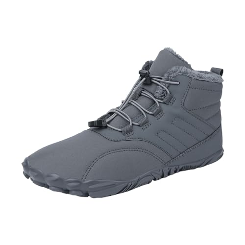 Plüsch warme Baumwollschuhe tragen und rutschfeste Schneestiefel Fünf-Finger-Baumwollschuhe Outdoor-Sportschuhe Herren- und Damen-Wanderschuhe Sneaker Herren Hohe Sohle (Grey, 44) von Generic