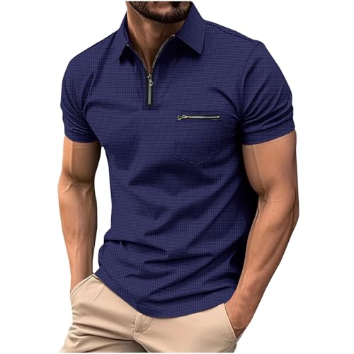 Poloshirt Herren Kurzarm Polohemd mit Tasche Polo Shirt Männer Freizeit Kurzarmshirt mit Reißverschluss Golf T-Shirt Einfarbige Sommershirt Sommer Bequeme Arbeitstshirt Prime Marine XL Poloshirt Herren Kurzarm Polohemd mit Tasche Polo Shirt Männer Freizeit Kurzarmshirt mit Reißverschluss Golf T-Shirt Einfarbige Sommershirt Sommer Bequeme Arbeitstshirt Prime Marine XL von Generic