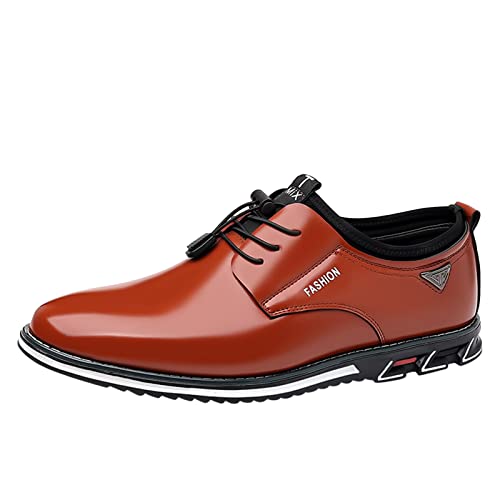 Post Schuhe Herren Atmungsaktive Bequeme Business-Schnürschuhe für die Arbeit, Freizeit, einfarbige Lederschuhe für Herren Business Schuhe Schwarz Herren (Brown, 40) von Generic