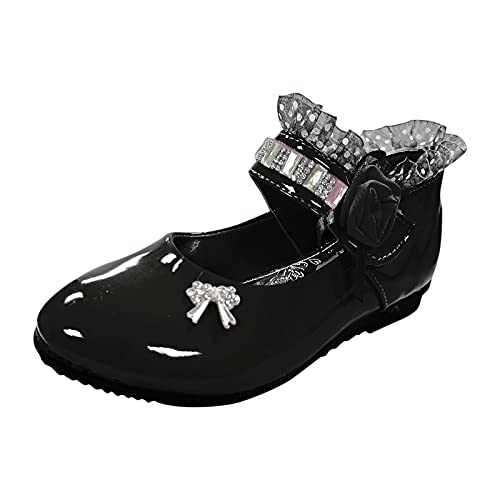 Prinzessin Kinder weiche Mädchen Schuhe Einzelbaby-Schuhe aus Schuhe Damen Schwarz Sneaker (Black, 32 Big Kid) von Generic
