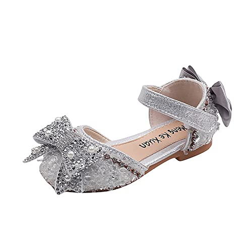 Prinzessin Schuhe Mädchen - Ballerinas Kinder Mary Jane Halbschuhe Kristall Frozen Sandalen Perlen Ballettschuhe Strass Abendschuhe Brautjungfer Kleidschuhe rutschfeste Einzelne Schuhe von Generic