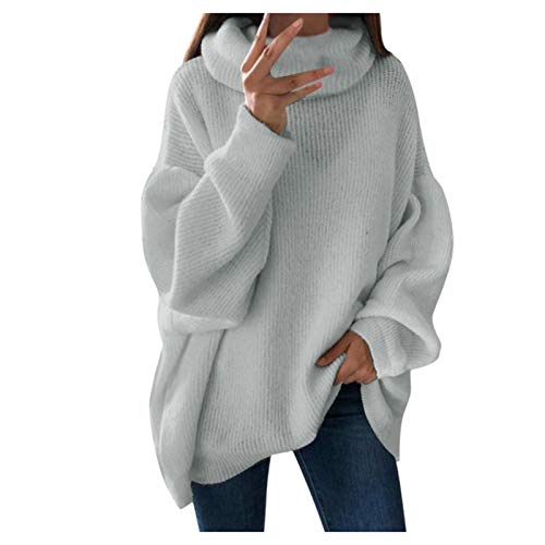 Pullover Damen, Damen Pullover Rollkragen Lässig Strickpullover Warm Langarm Rollkragenpullover Oversize Locker Sweater Einfarbig Dicker Sweatshirt Pulli Winter Elegant Strickpulli von Generic