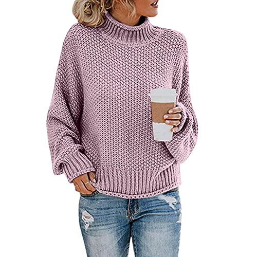 Pullover Damen, Damen Pullover Rollkragen Motorrad Hoodie Mit Protektoren Weiße Tshirts Damen Strick Rollkragen Pullover Oversize Fledermausärmel Strickpullover Langarm Elegant (A04,M) von Generic