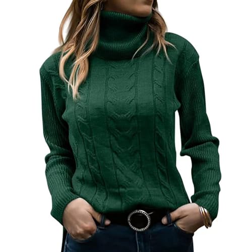 Pullover Damen, Damen Pullover Rollkragen Sweatjacke Damen Long Sleeve Shirt Women Strick Rollkragen Pullover Oversize Fledermausärmel Strickpullover Langarm Elegant Grobstrickpullover (A02,M) von Generic