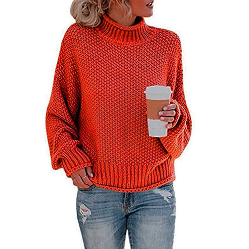 Pullover Damen, Pullover Damen Rollkragen Batik Shirt Party Oberteil Damen Strick Rollkragen Pullover Oversize Fledermausärmel Strickpullover Langarm Elegant Grobstrickpullover (A09,XL) von Generic