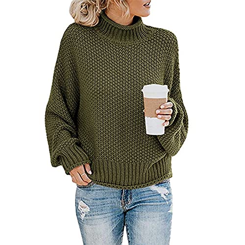 Pullover Damen, Pullover Damen Rollkragen Sweater Crop Top Langarm Strick Rollkragen Pullover Oversize Fledermausärmel Strickpullover Langarm Elegant Grobstrickpullover Damen (A01,XL) von Generic