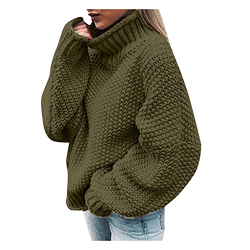 Pullover Damen, Rollkragenpullover Strickpullover Damen Oversize Rollkragen Pullover Grobstrick Winterpullover Strickpulli Sweater lässig Outwear Casual elegant von Generic