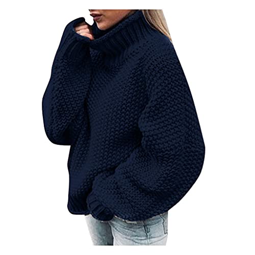 Pullover Damen, Rollkragenpullover Strickpullover Damen Oversize Rollkragen Pullover Grobstrick Winterpullover Strickpulli Sweater lässig Outwear Casual elegant von Generic