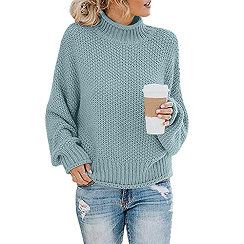 Pullover Damen, Rollkragenpullover Strickpullover Damen Oversize Rollkragen Pullover Grobstrick Winterpullover Strickpulli Sweater lässig Outwear Casual elegant von Generic