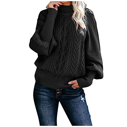 Pullover Damen, Rollkragenpullover Strickpullover Damen Oversize Rollkragen Pullover Grobstrick Winterpullover Strickpulli Sweater lässig Outwear Casual elegant von Generic