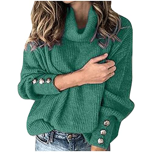 Pullover Damen Herbst, Strickpullover Sweater Rollkragen Pullover Kuscheliger Jumper Strick Pulli Sweatshirt Hoher Kragen Pullover Langarm Elegante Winterpullover von Generic