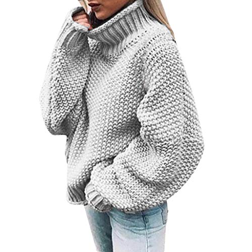 Pullover Damen Herbst, Strickpullover Sweater Rollkragen Pullover Kuscheliger Jumper Strick Pulli Sweatshirt Hoher Kragen Pullover Langarm Elegante Winterpullover von Generic