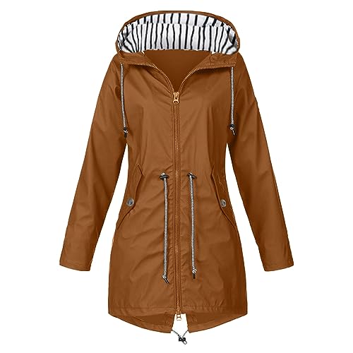 Regenjacke Damen, Damen Wasserdicht Atmungsaktiv Regenjacke Große Größen Regenmantel Leicht Jacke Windbreaker Mit Kapuze Softshelljacke Fahrradjacke Funktionsjacke Outdoorjacke Übergangsjacke von Generic