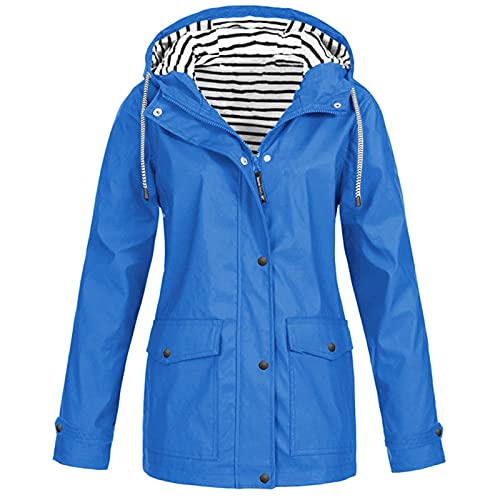 Regenjacke Damen, Damen Wasserdicht Atmungsaktiv Regenjacke Große Größen Regenmantel Leicht Jacke Windbreaker Mit Kapuze Softshelljacke Fahrradjacke Funktionsjacke Outdoorjacke Übergangsjacke von Generic