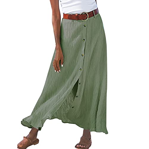 Rock Damen Leinenrock Retro Vintage Elastischer Taillenband Baumwolle Wickelrock Leinen Rock Freizeitrock Langer Maxirock Bohemian Einfarbig Swing Faltenrock Leinenröcke Sommer lässig Baumwolle Rock Damen Leinenrock Retro Vintage Elastischer Taillenband Baumwolle Wickelrock Leinen Rock Freizeitrock Langer Maxirock Bohemian Einfarbig Swing Faltenrock Leinenröcke Sommer lässig Baumwolle von Generic