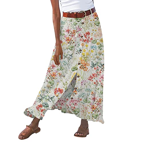Rock Damen Leinenrock Retro Vintage Elastischer Taillenband Baumwolle Wickelrock Leinen Rock Freizeitrock Langer Maxirock Bohemian Einfarbig Swing Faltenrock Leinenröcke Sommer lässig Baumwolle Rock Damen Leinenrock Retro Vintage Elastischer Taillenband Baumwolle Wickelrock Leinen Rock Freizeitrock Langer Maxirock Bohemian Einfarbig Swing Faltenrock Leinenröcke Sommer lässig Baumwolle von Generic