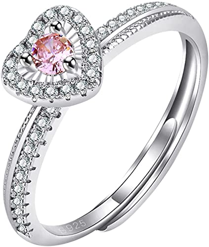 Rosa Simulation Diamantring Herzförmige Öffnung Einstellbarer Ring Schmuck, Vintage Stapelbarer Ring Ring Professionell und attraktiv von Generic