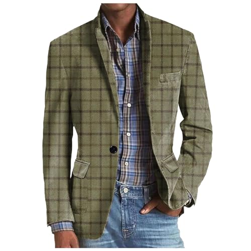 Sakko Herren Vintage Karierter Blazer Regular Fit Modern Sakkos Gestreifter Männer Frühling Herbst Sweatsakko Freizeit Jackett Business Hochzeit Anzugjacke Sakko Herren Vintage Karierter Blazer Regular Fit Modern Sakkos Gestreifter Männer Frühling Herbst Sweatsakko Freizeit Jackett Business Hochzeit Anzugjacke von Generic