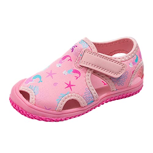 Sandalen 24 Babyschuhe, modische Freizeit-Sandalen, flache Kleinkind-Schuhe, bequeme, weiche, lässige Kleinkind-Schuhe Fahrrad Sandalen Damen (Pink, 25 Toddler) von Generic