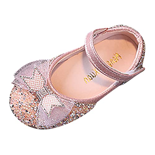 Sandalen 26 Mode Frühjahr und Sommer Sandalen Kleid Tanz Leistung Prinzessin Schuhe Pailletten Perle Mesh Schleife Leicht und bequem Baby Sommer Schuhe (Pink, 32 Big Kids) von Generic