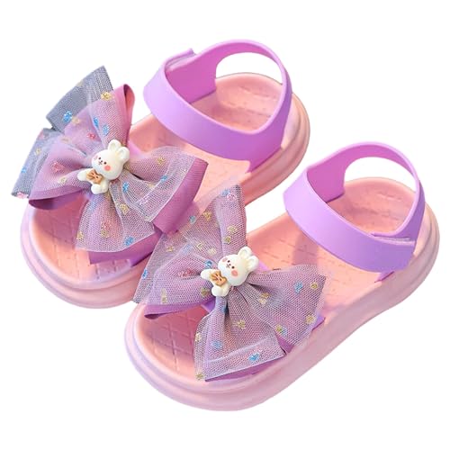 Sandalen 30 Mode Frühling Sommer Zehe einfarbig Schleife Kinder Freizeitschuhe Sandale Barfuß Kind (Purple, 30 Little Child) von Generic