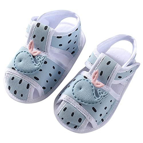 Sandalen Baby Mädchen für und Mädchen, Sandalen mit flachem Boden, leicht, atmungsaktiv, weich, bequem, mit Hakenschlaufe und niedlichem Tiermuster Baby Junge Sandalen 10 Monate (Blue, 21 Infant) von Generic