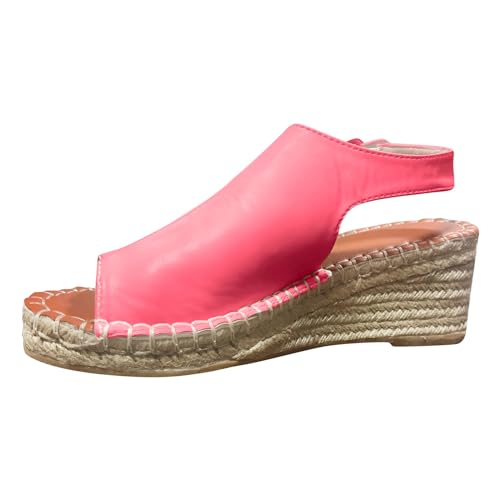 Sandalen Damen Sommer Modische Bequem Espadrilles Sandale Slingback Keilabsatz Sandalen Peeptoe Elegant Sandalen von Generic